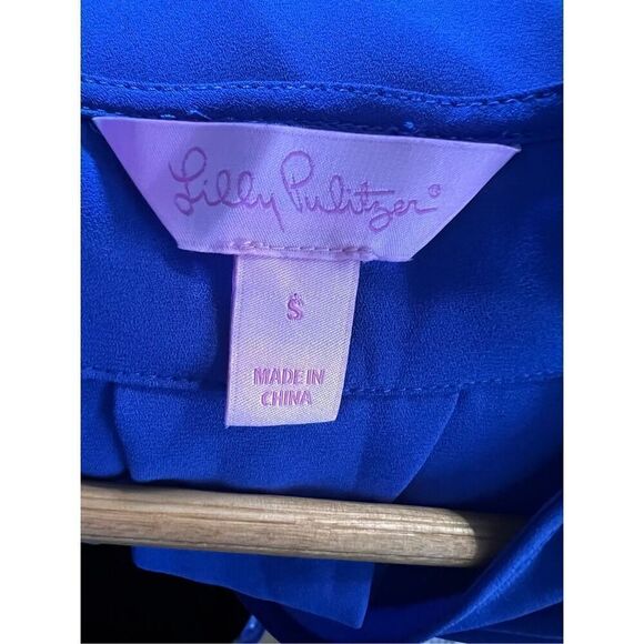 Lilly Pulitzer Size S Myah Long Sleeve Wrap Blouse Royal Purple Draped Relaxed - Picture 11 of 13